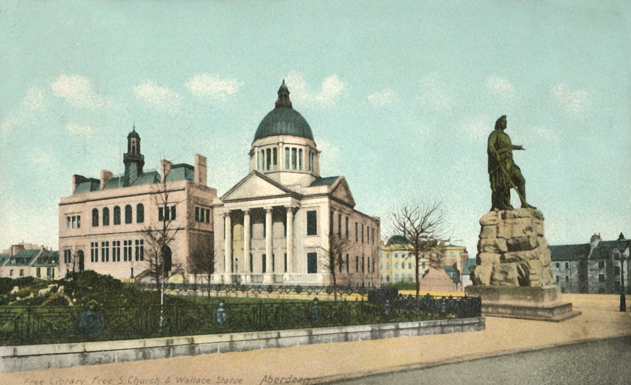 Ücretsiz Kütüphane Ücretsiz S Kilisesi ve Wallace Heykeli - Aberdeen, 1900