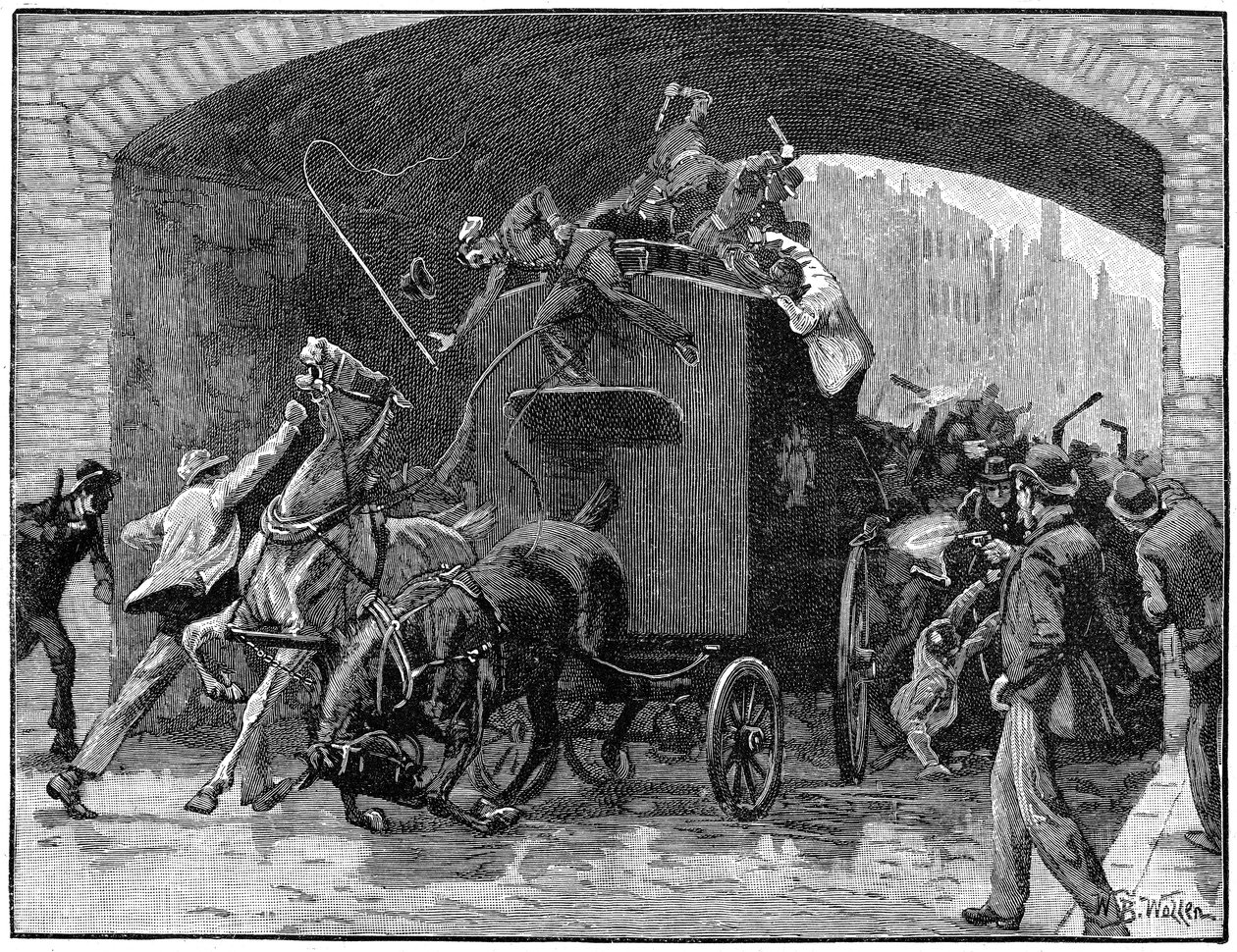 Fenian Komplo liderlerinin bir polis minibüsünden kurtarılması, Hyde Street, Manchester, 1867 by Unbekannt
