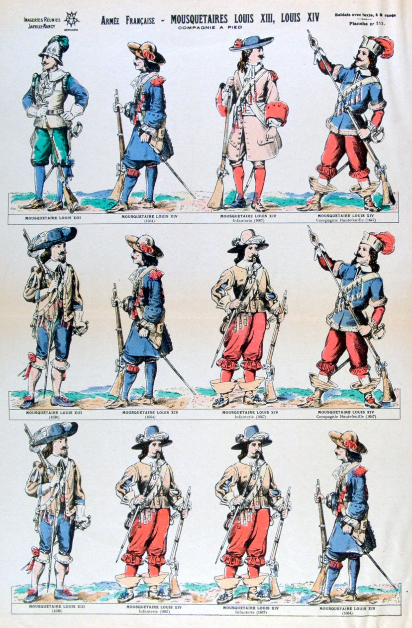 Fransız Ordusu, Louis XIII ve Louis XIV silahşörleri, 17. yüzyıl 19. yüzyıl by Unbekannt