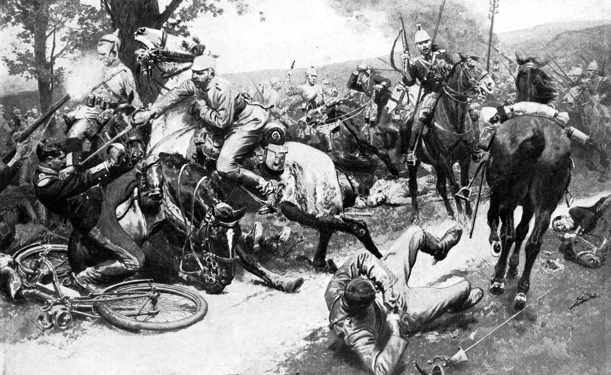 Alman birliklerine saldıran Fransız süvarileri, Birinci Dünya Savaşı, 1914 by Unbekannt