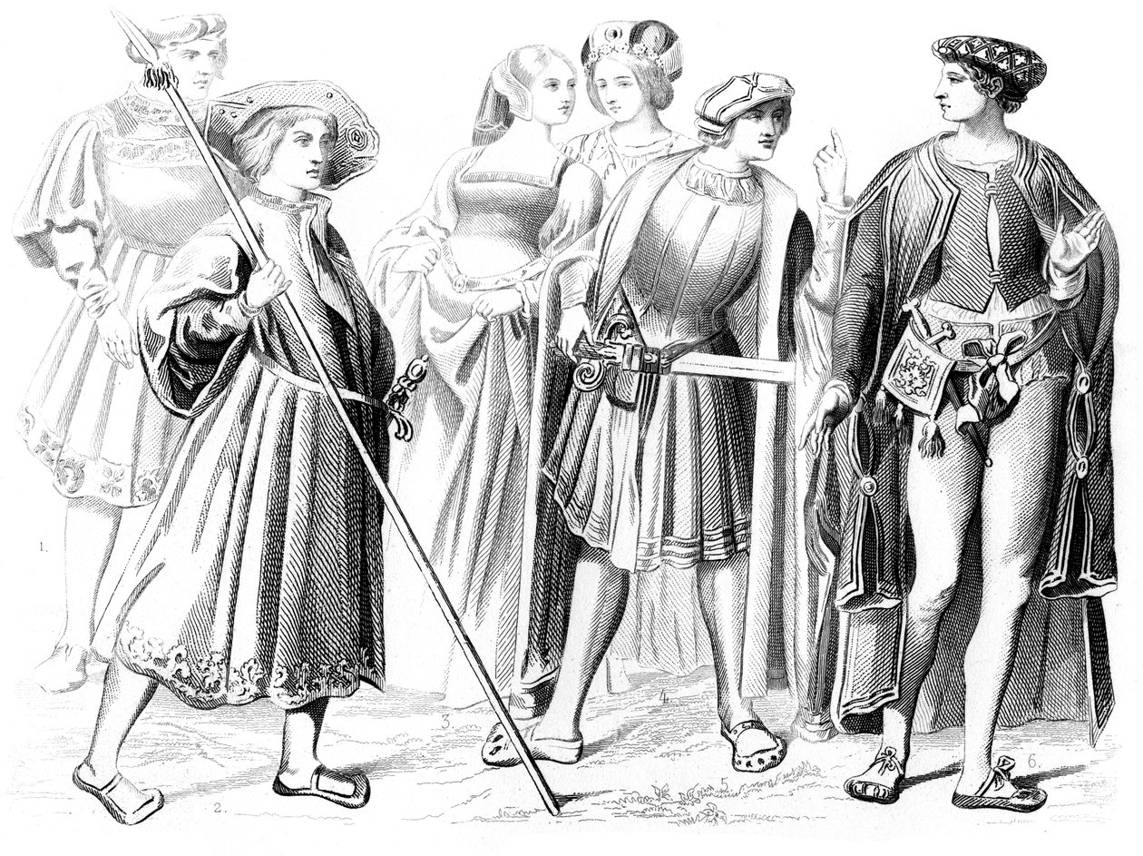 Fransız asilzadeleri ve kadınları, bir muhafız yeomen ve bir beyefendi, 15. yüzyıl 1849 by Unbekannt