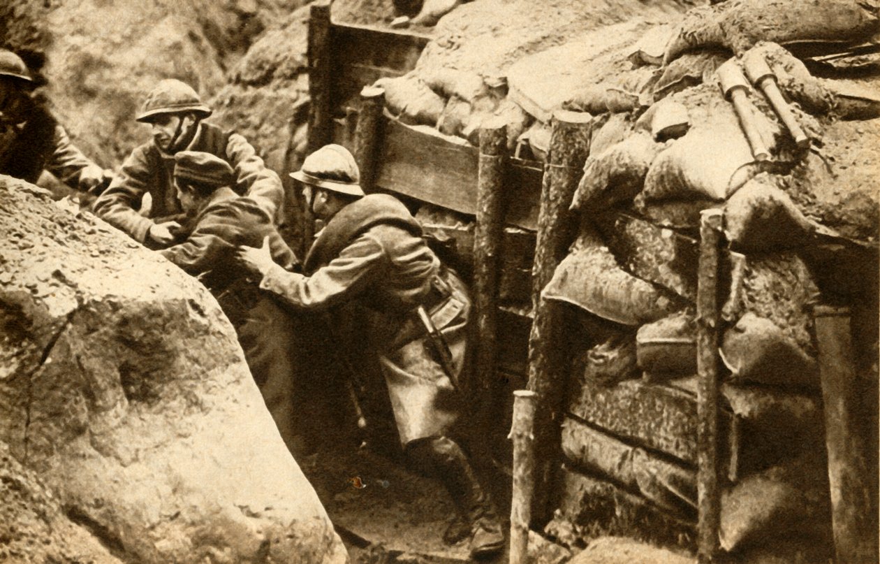 Bir Alman siperine baskın düzenleyen Fransız askerleri, Birinci Dünya Savaşı, 1914-1918, 1933. by Unbekannt