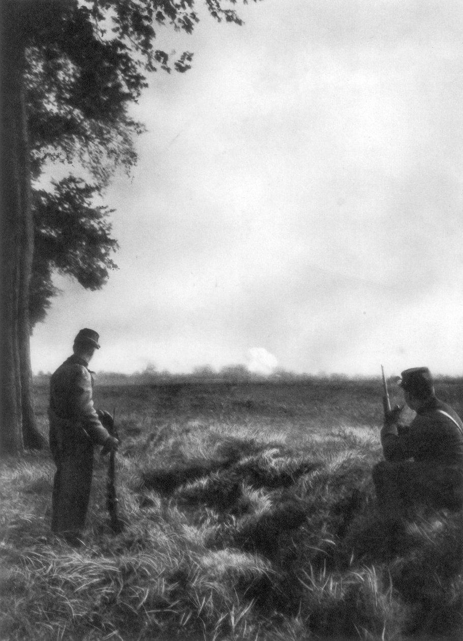 Fransız askerleri topçu ateşini izliyor, 1. Marne Muharebesi, Fransa, 5-12 Eylül 1914 by Unbekannt