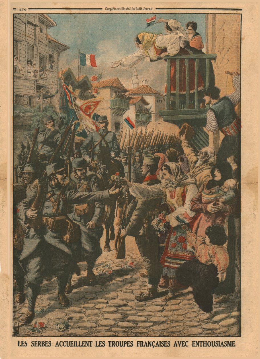 Fransız birlikleri Sırplar tarafından coşkuyla karşılanır, 1915. by Unbekannt