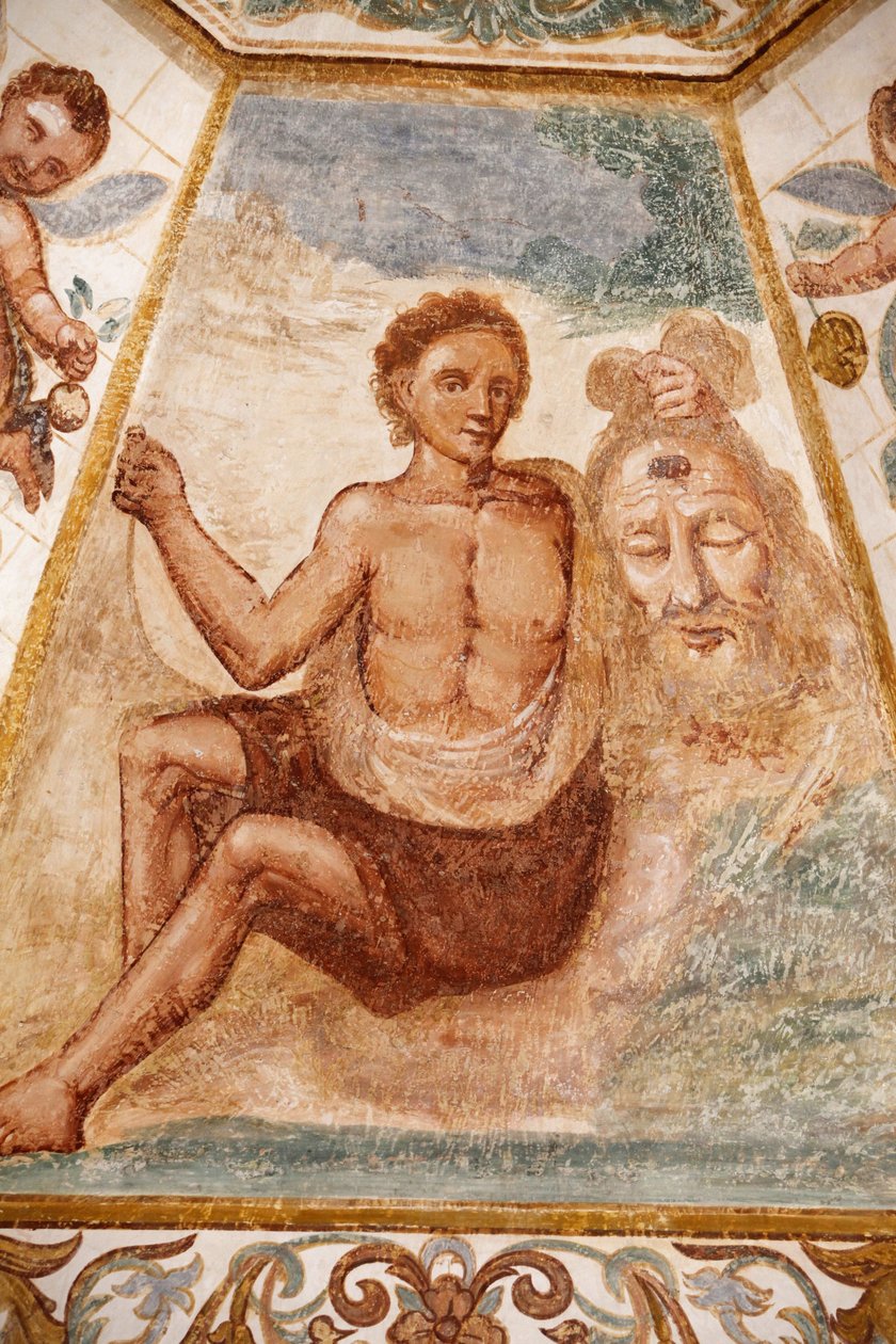 Dominik kilisesinde fresk, Muro Leccese, Apulia: Vaftizci Yahya