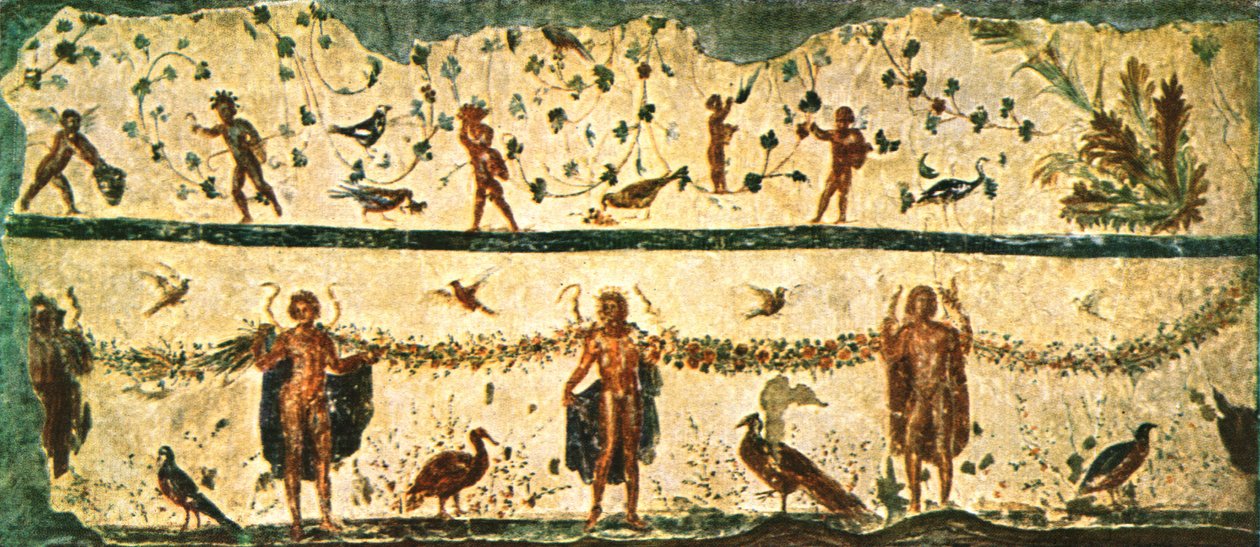 Pammachius'un evinin yemek salonundaki Triclinium'daki friz, Roma, İtalya, 1928. by Unbekannt