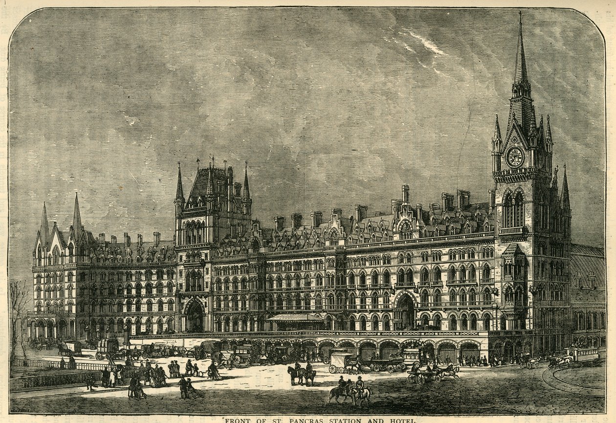 St. Pancras İstasyonu ve Oteli Önü, c1876. by Unbekannt