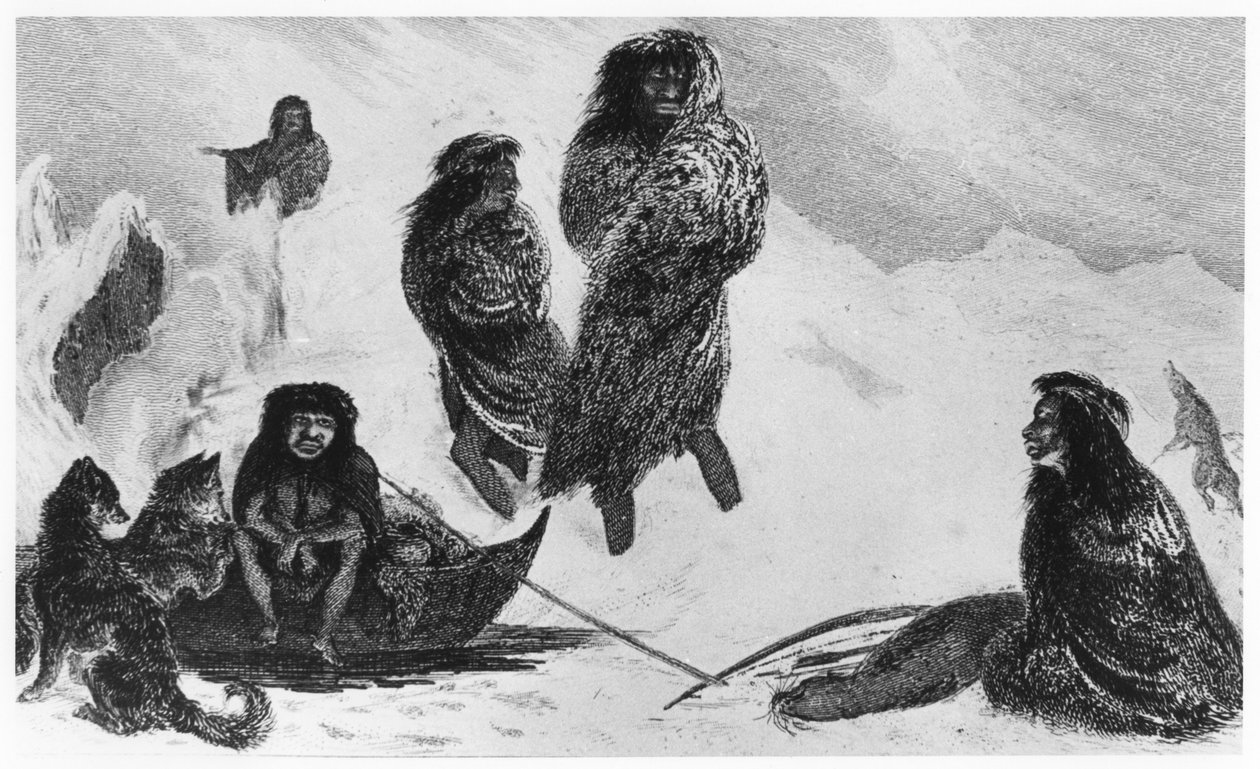 Fuegians, Patagonyalılarla ticaret yapacak, 1839 by Unbekannt