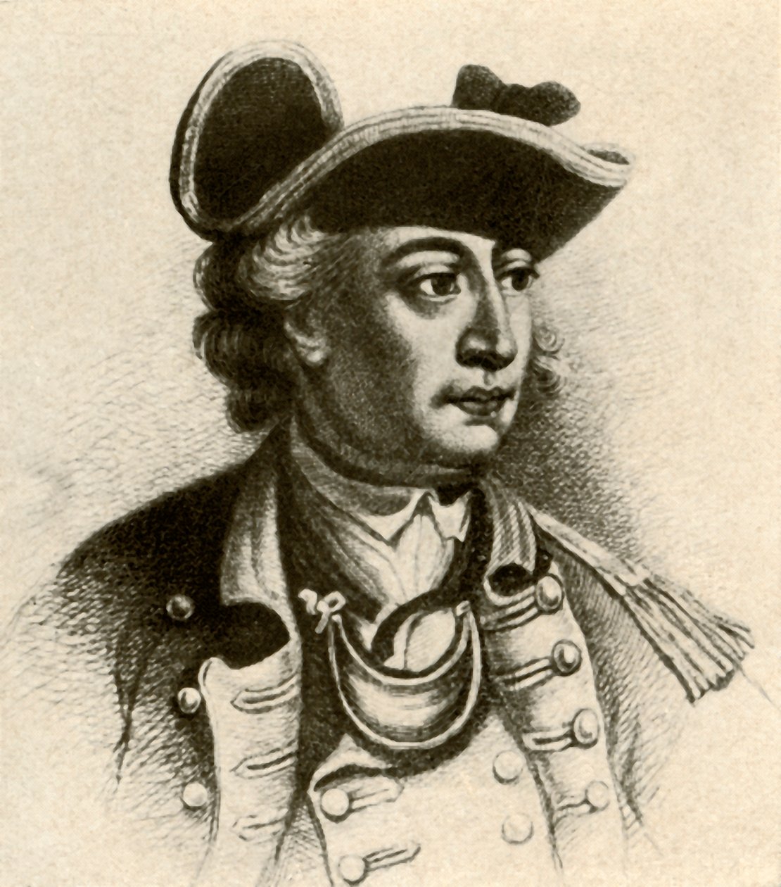 General John Sullivan, kenarları örgülü ve gorgetli, eğri şapkalı, c1770, 1937. by Unbekannt