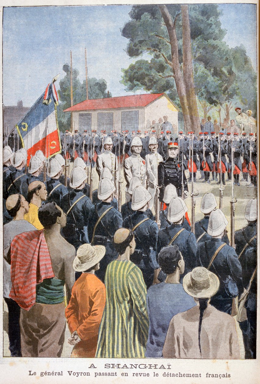 General Voyron, Fransız birliklerini gözden geçiriyor, Şanghay, 1900 by Unbekannt