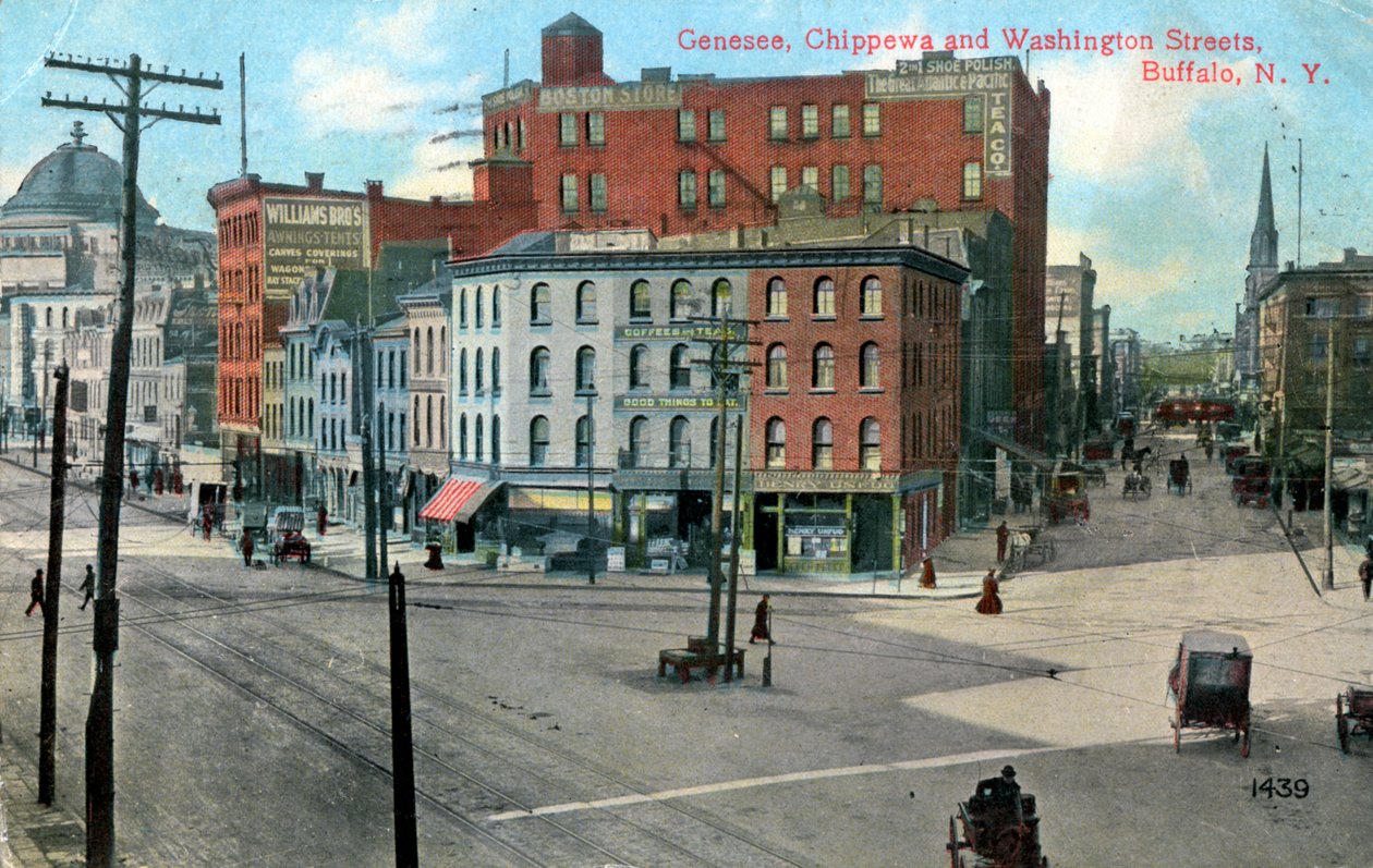 Genesee, Chippewa ve Washington Sokakları, Buffalo, New York, ABD, c1910 by Unbekannt