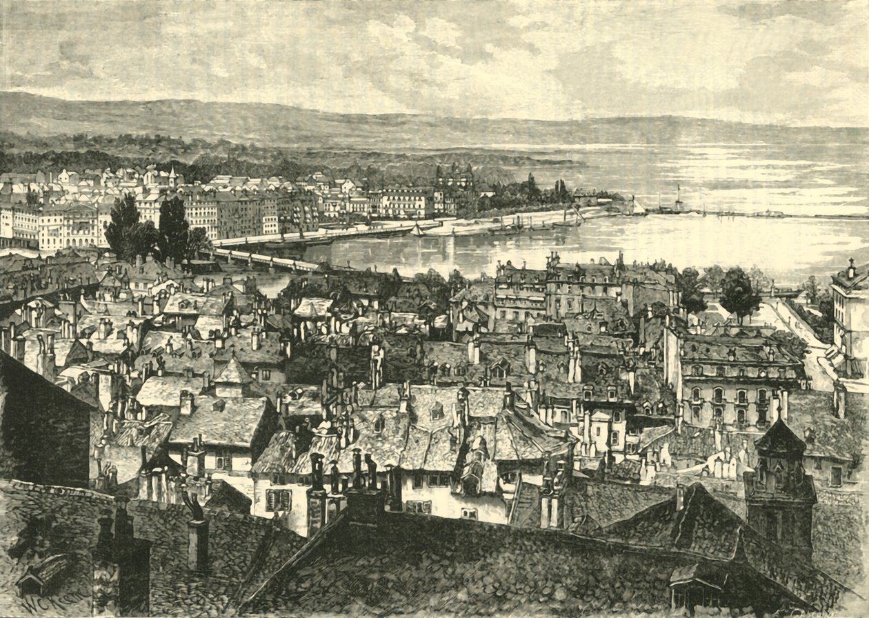Cenevre, Göle Doğru Bakış, 1890. by Unbekannt