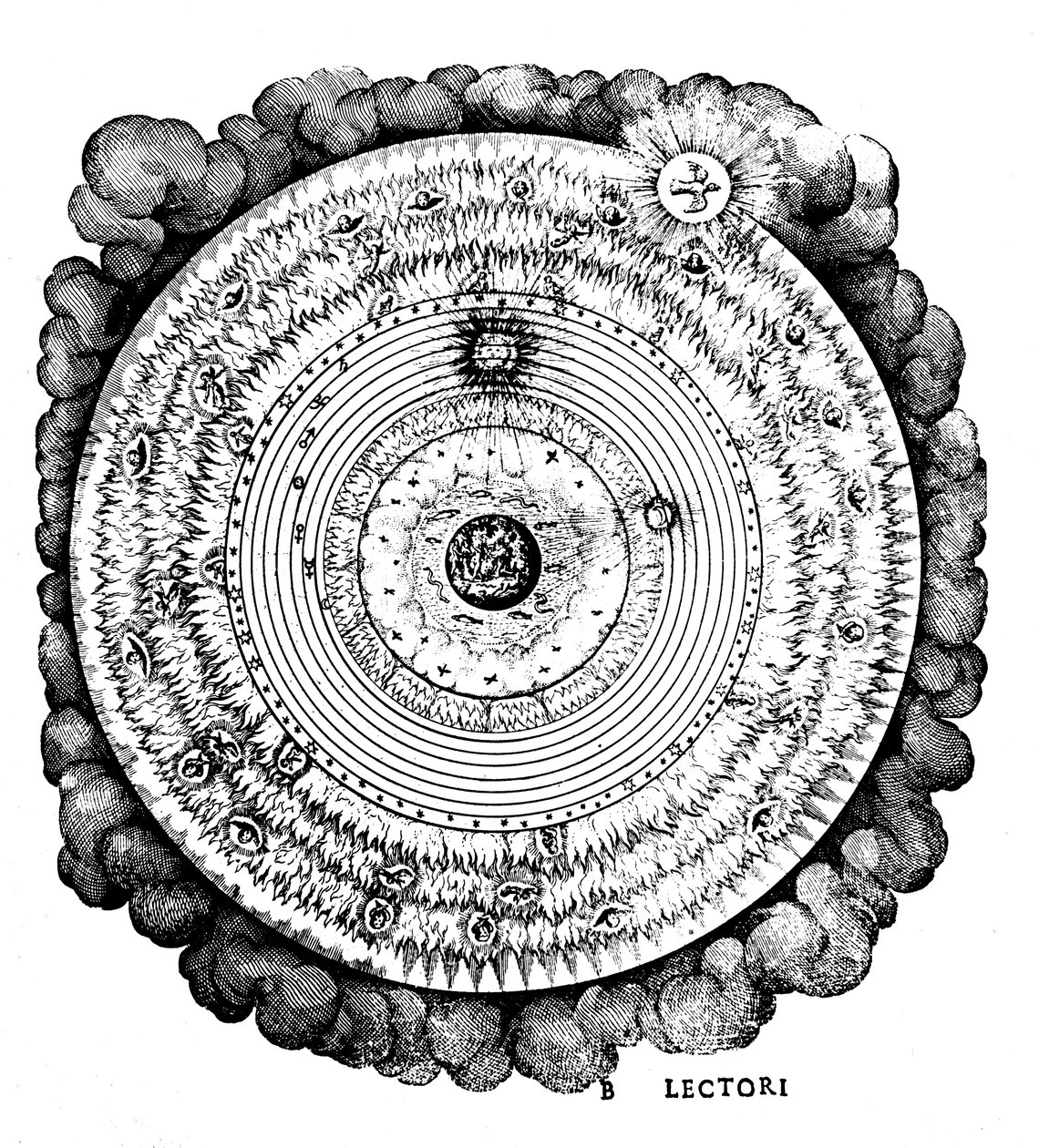 Yer merkezli veya Dünya merkezli Evren, c1617 by Unbekannt