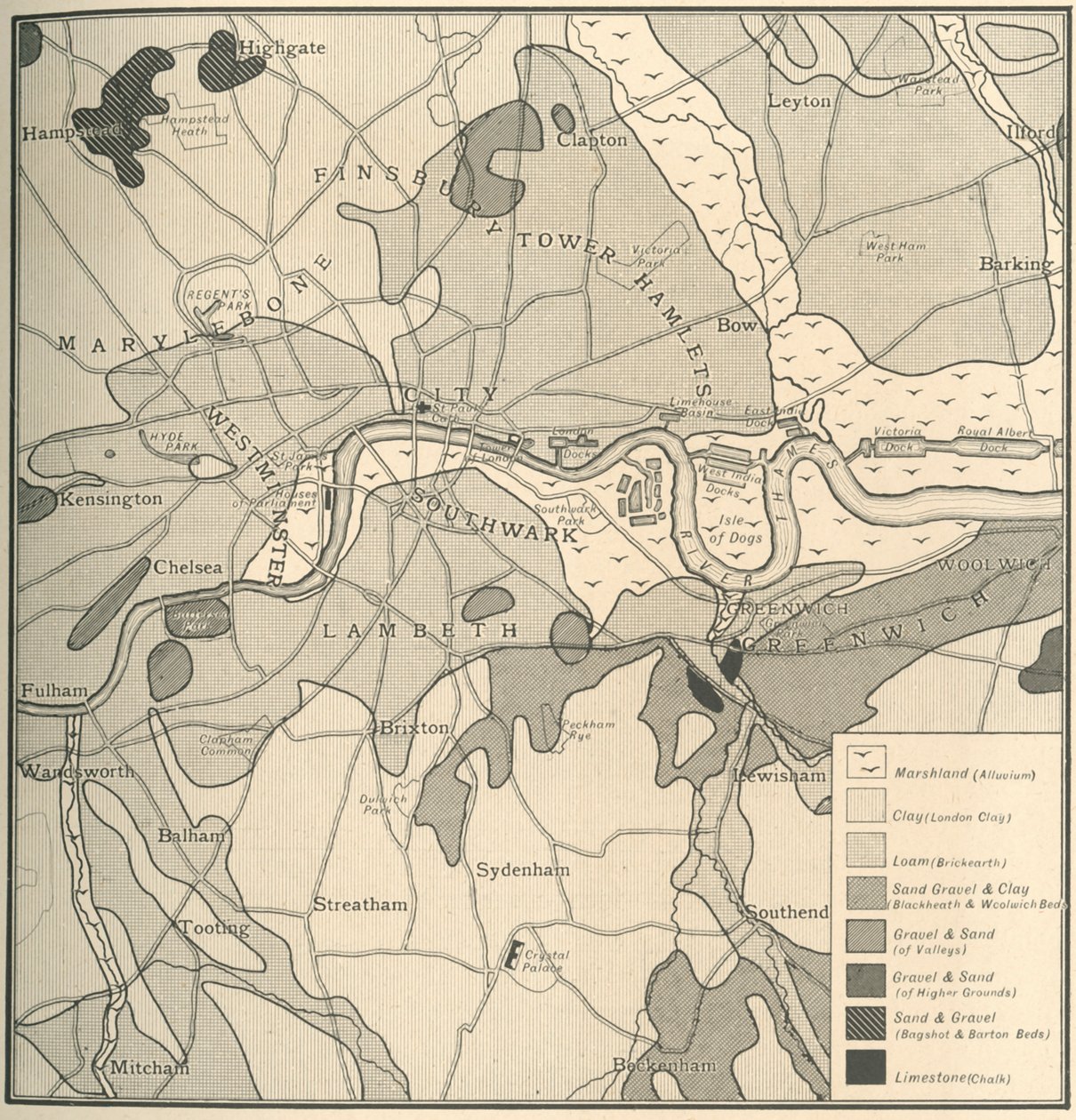 Londra Bölgesinin Jeolojik Haritası, 1908 by Unbekannt