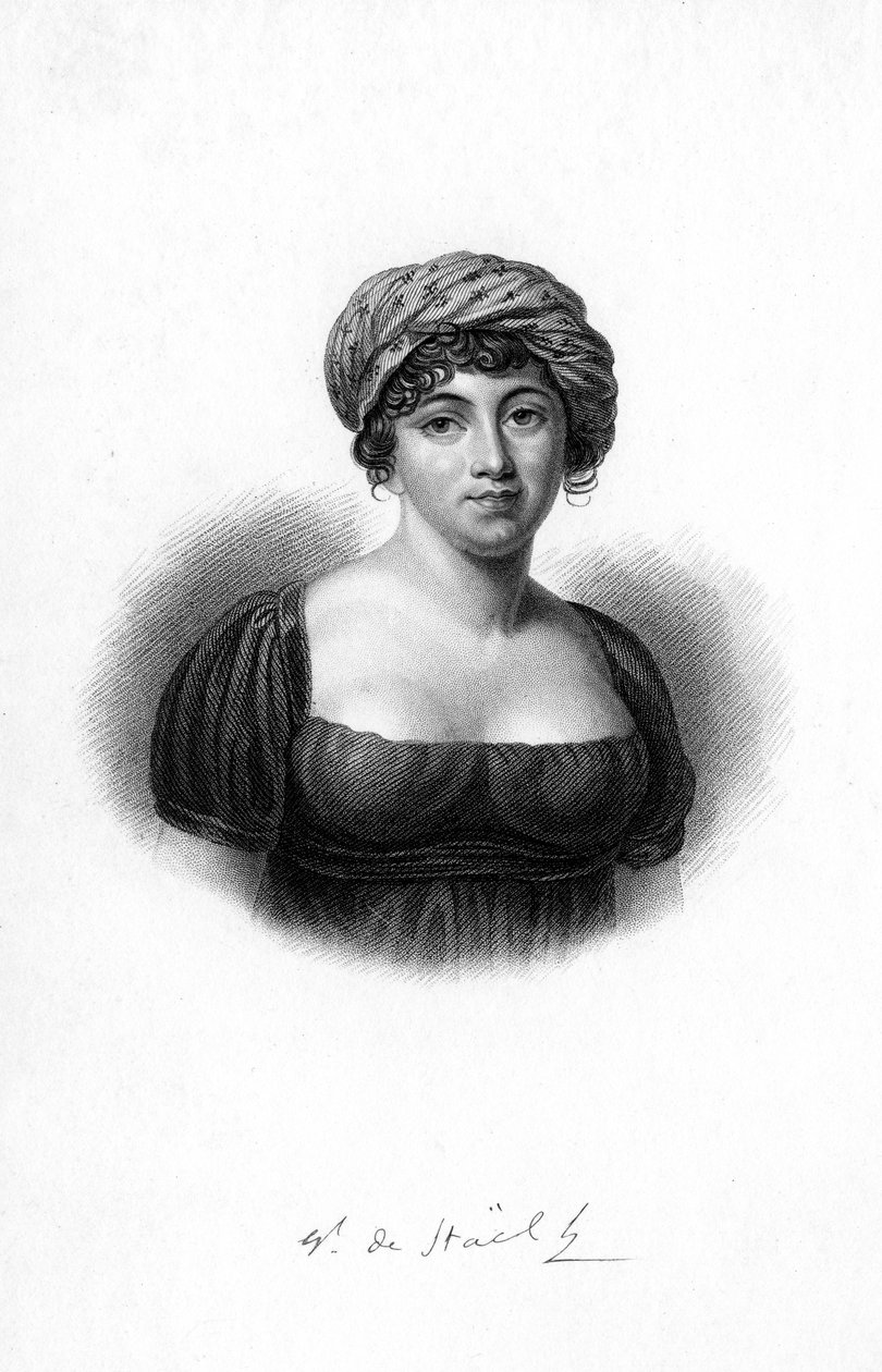 Germaine de Stael, Fransız yazar, romancı ve siyasi propagandacı, Paris, 1843 by Unbekannt
