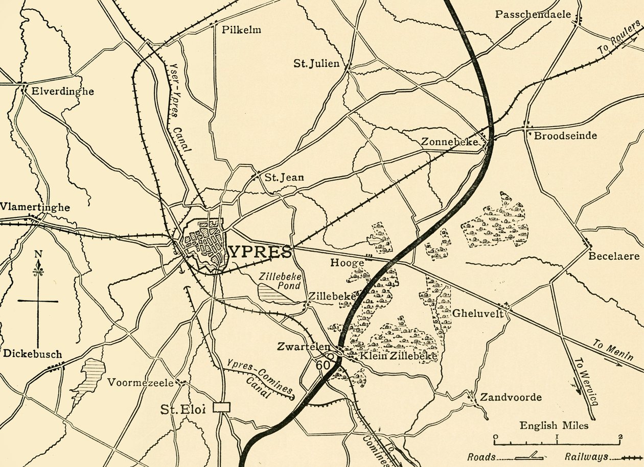 Ypres, Flanders, Birinci Dünya Savaşı, 1915, c1920 yakınlarındaki Alman mevzileri. by Unbekannt