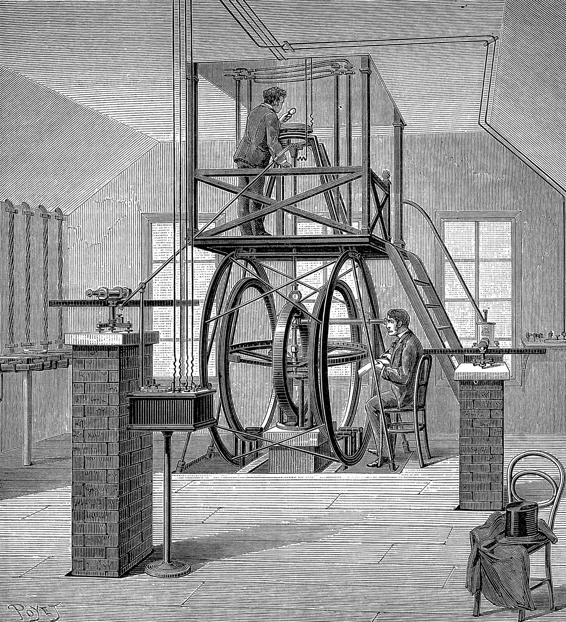 Fizik laboratuvarındaki dev galvanometre, Cornell Üniversitesi, New York, ABD, 1886 by Unbekannt