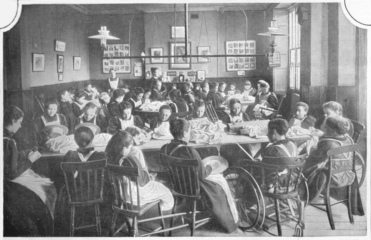 İğne işi yapan kızlar, Halliwick Kız Okulu, Marylebone Road, Londra, c1903 1903 by Unbekannt