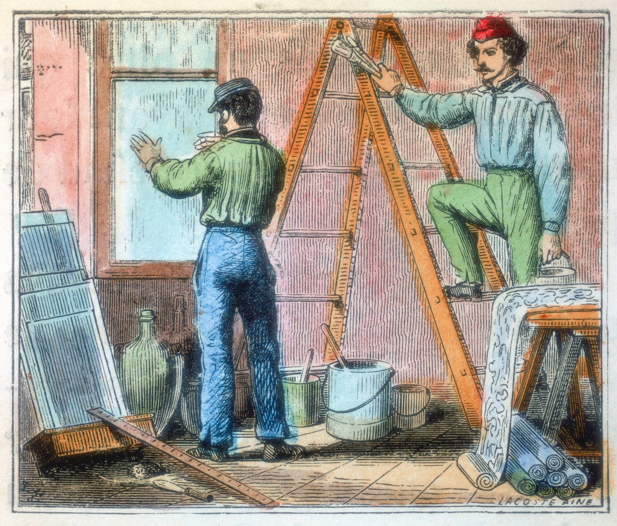 Bir evde çalışan cam ve duvar kağıdı askısı, 1867 by Unbekannt