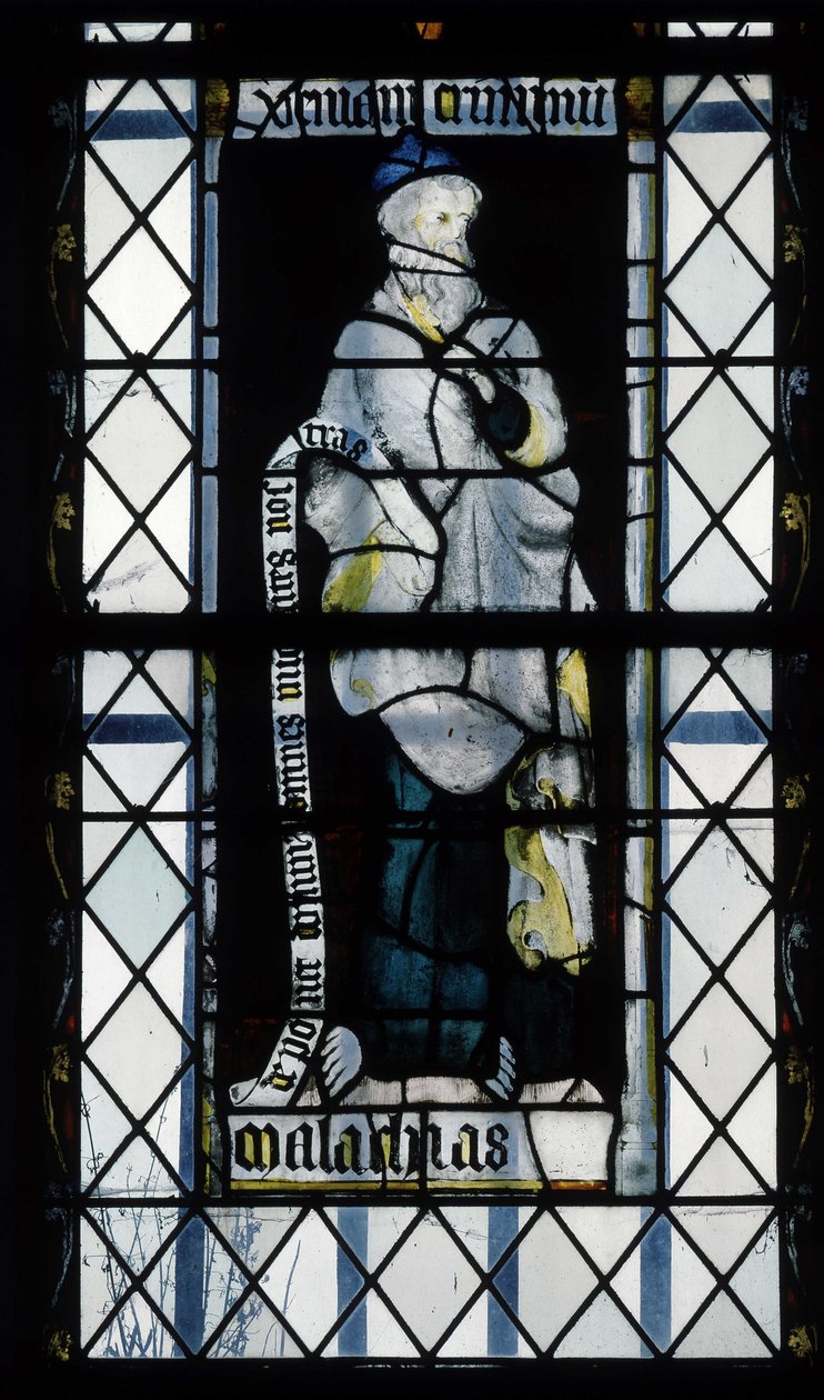 Gotik mimari. Malaki Peygamberi temsil eden vitray. La Mailleraye Şapeli, Abbatiale Notre Dame, Jumieges by Unbekannt