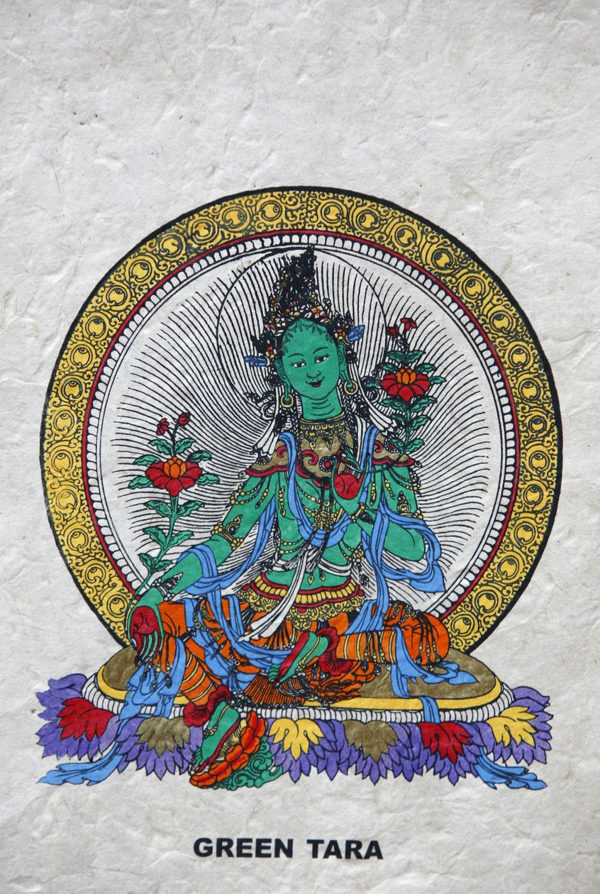 Yeşil Tara, Budist refahın sembolü. Kopan Manastırı, Bhaktapur, Nepal by Unbekannt
