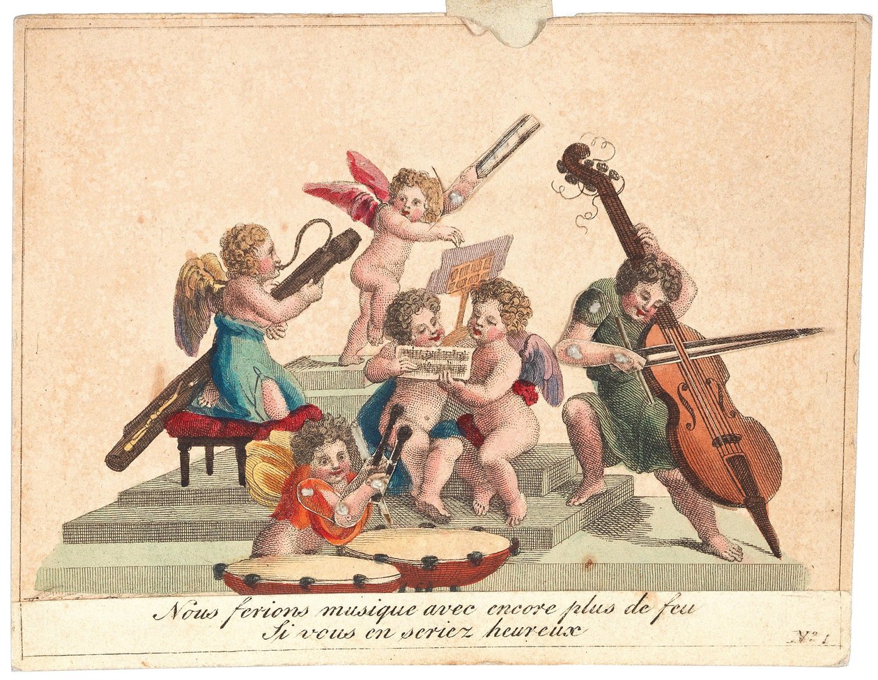 Tebrik kartı Bir melek orkestrası, 1815'ten sonra. by Unbekannt