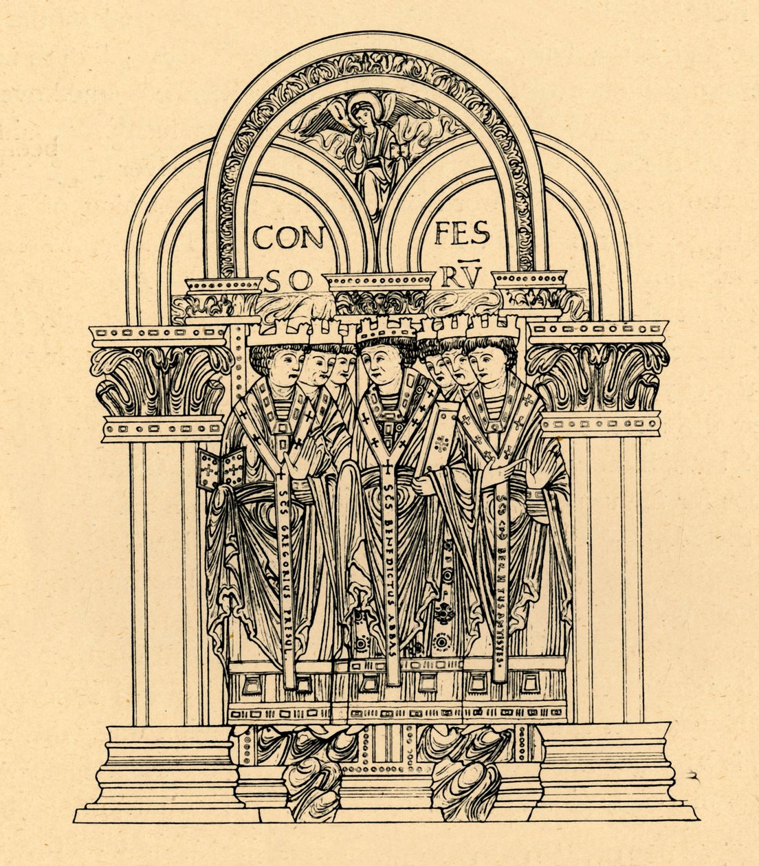 Büyük Gregory, Aziz Benedict ve Aziz Cuthbert, 1908 by Unbekannt