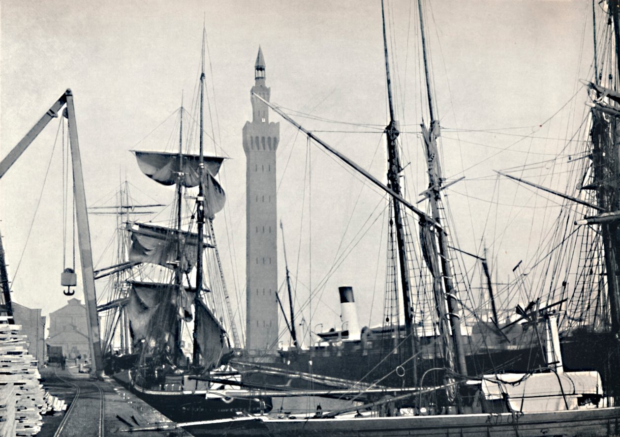 Grimsby - Hidrolik Kule ile Rıhtımın Görünümü, 1895 by Unbekannt