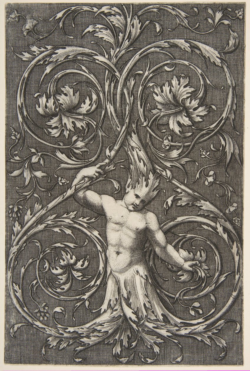 Alt gövdeli ve akantus başlı erkek figürlü grotesk tomarlar, yakl. 1515-1600. by Unbekannt
