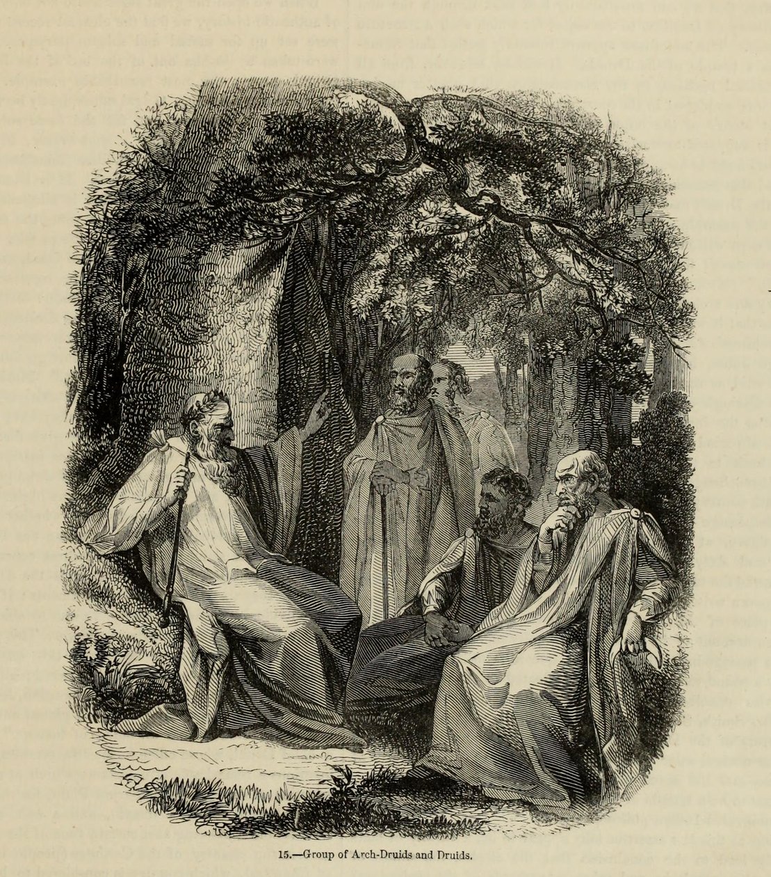 Eski İngiltere kitabından Archdruidler ve Druidler Grubu: Bir Resim Müzesi, 1845 by Unbekannt
