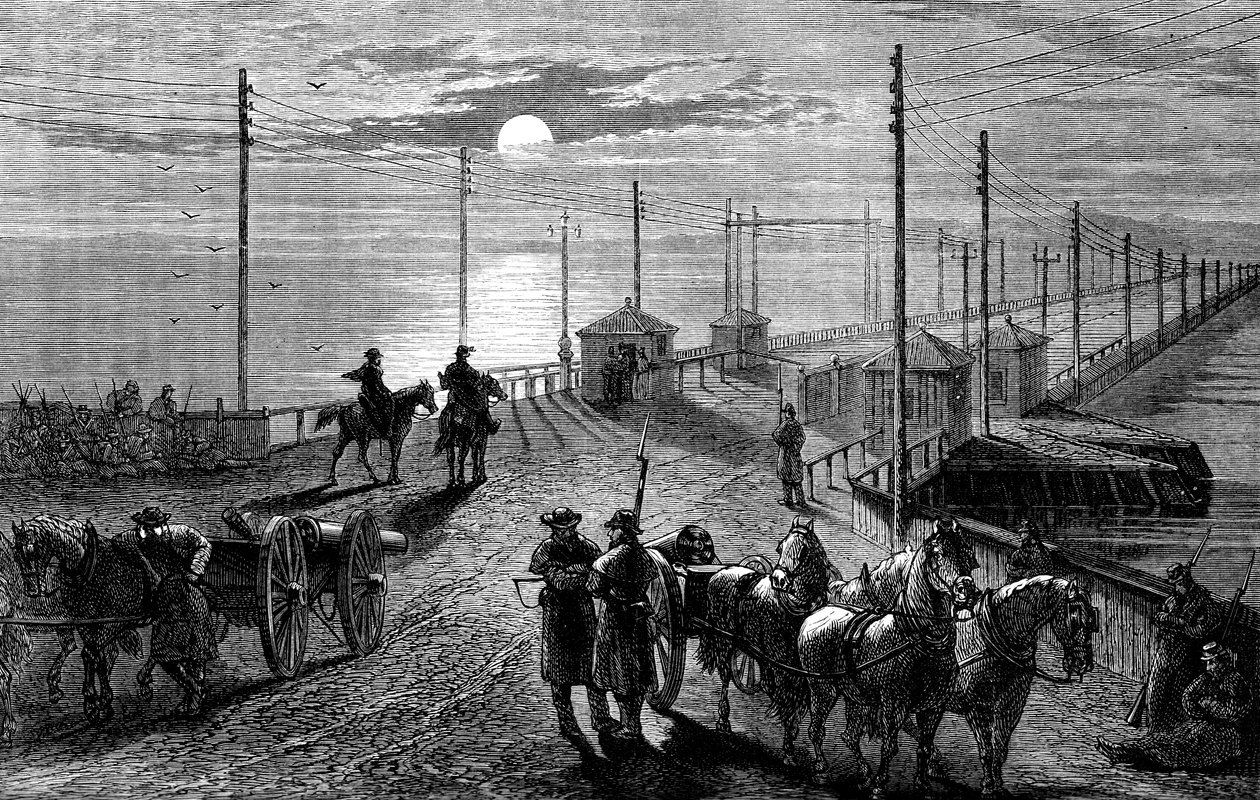 Potomac üzerinde bir köprünün korunması, Amerikan İç Savaşı, c1861 c1880 by Unbekannt