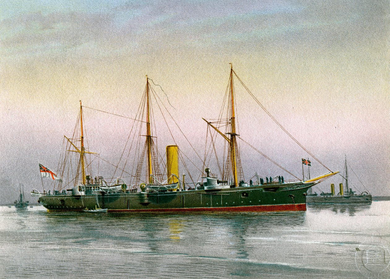 HMS Mohawk, Kraliyet Donanması 3. sınıf kruvazör, c1890-c1893 by Unbekannt