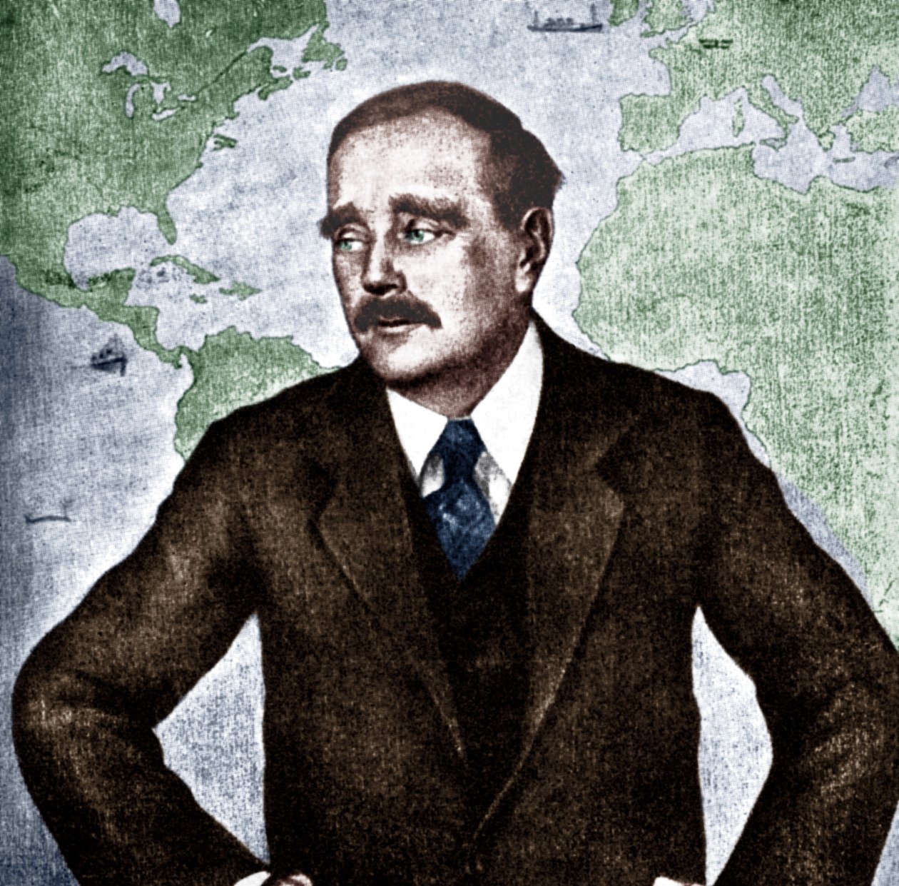 H G Wells - İngiliz romancı, gazeteci, sosyolog ve tarihçinin portresi, c. 1933. 21 Eylül 1866 - 13 Ağustos 1946. Dünyalar Savaşı. by Unbekannt