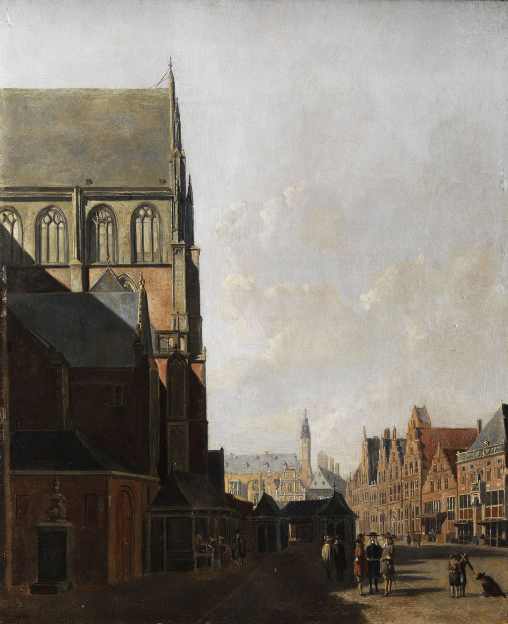 Haarlem, şehir manzarası (şehir kilisesi ve pazar meydanı) by Unbekannt