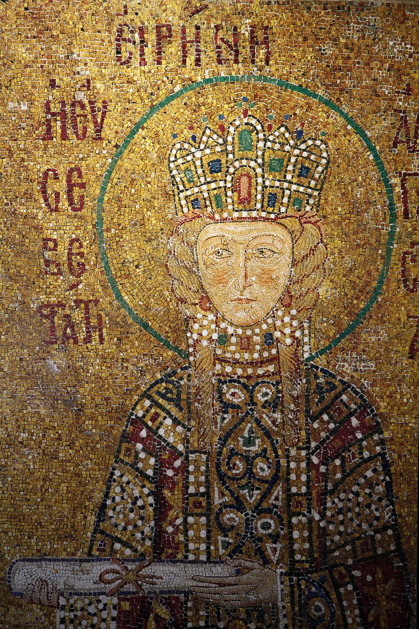 Ayasofya mozaiği: İmparatoriçe İrini elinde bir parşömen İstanbul Turquie by Unbekannt