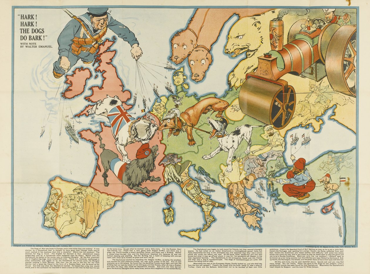 Dinle! Dinle! Köpekler Havlar! Avrupa hiciv haritası, 1914 by Unbekannt