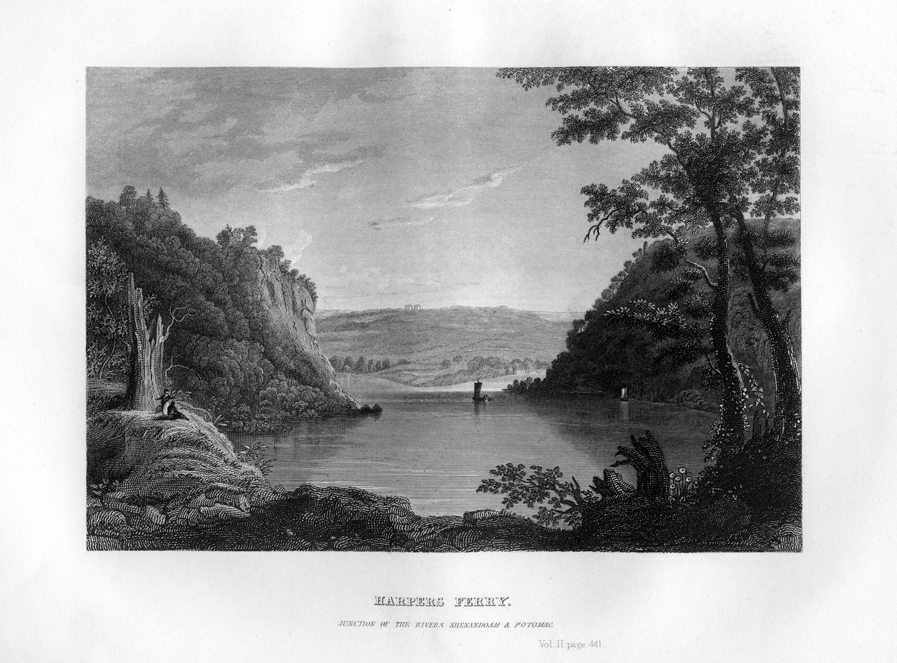 Harpers Feribotu, Shenandoah ve Potomac nehirlerinin kavşağı, Batı Virginia, ABD, 1855 by Unbekannt