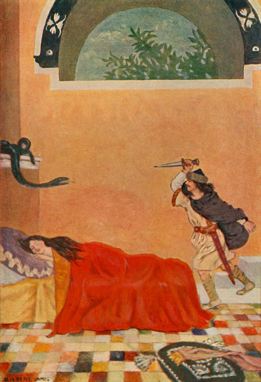 "Duvarda yılan görünce dehşete kapıldı", 1917. by Unbekannt