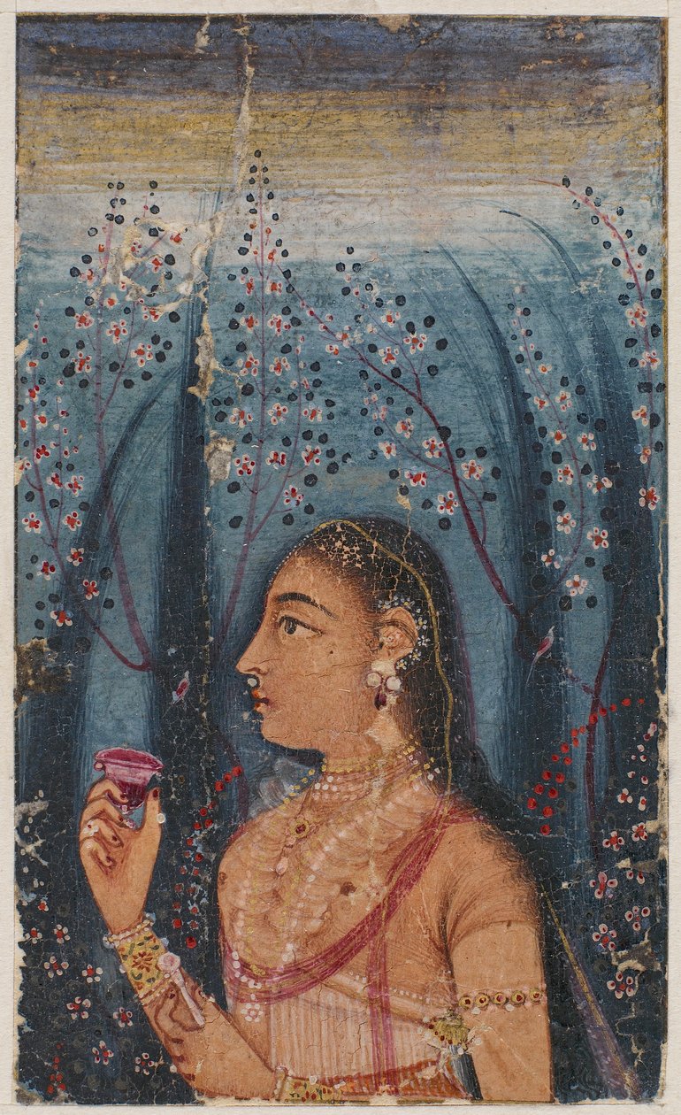 Çiçekli saplar arasında genç bir kadının başı, c. 1620. by Unbekannt