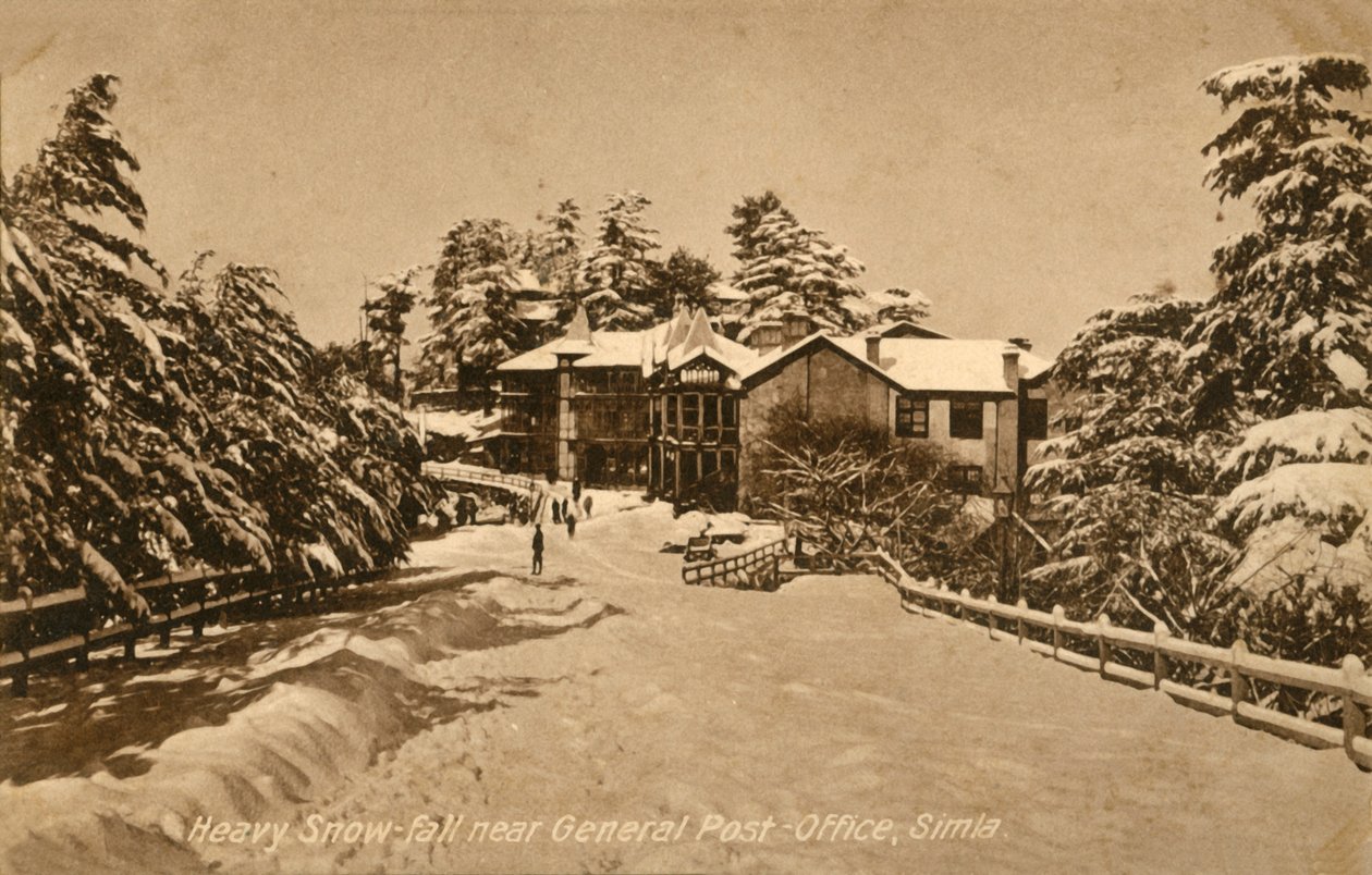 Genel Postane yakınında Yoğun Kar Yağışı, Shimla, c1918-c1939. by Unbekannt