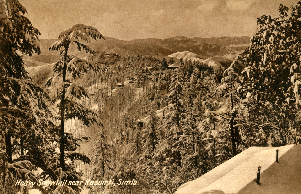 Kasumpti, Shimla, c1918-c1939 yakınlarında yoğun kar yağışı. by Unbekannt