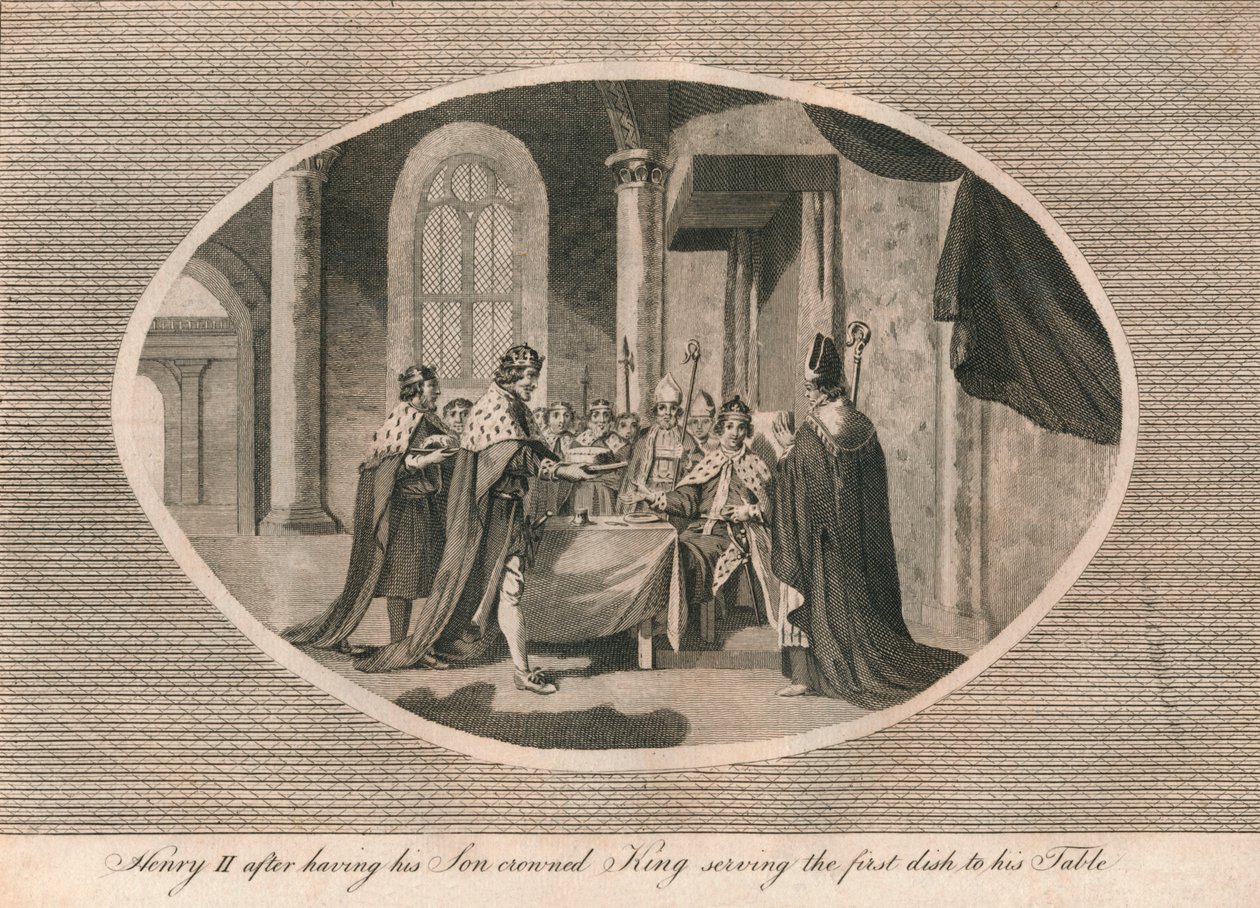 Henry II, oğlunu kral ilan ettikten sonra, masasına ilk yemeği servis ederken, 1170 1793 by Unbekannt