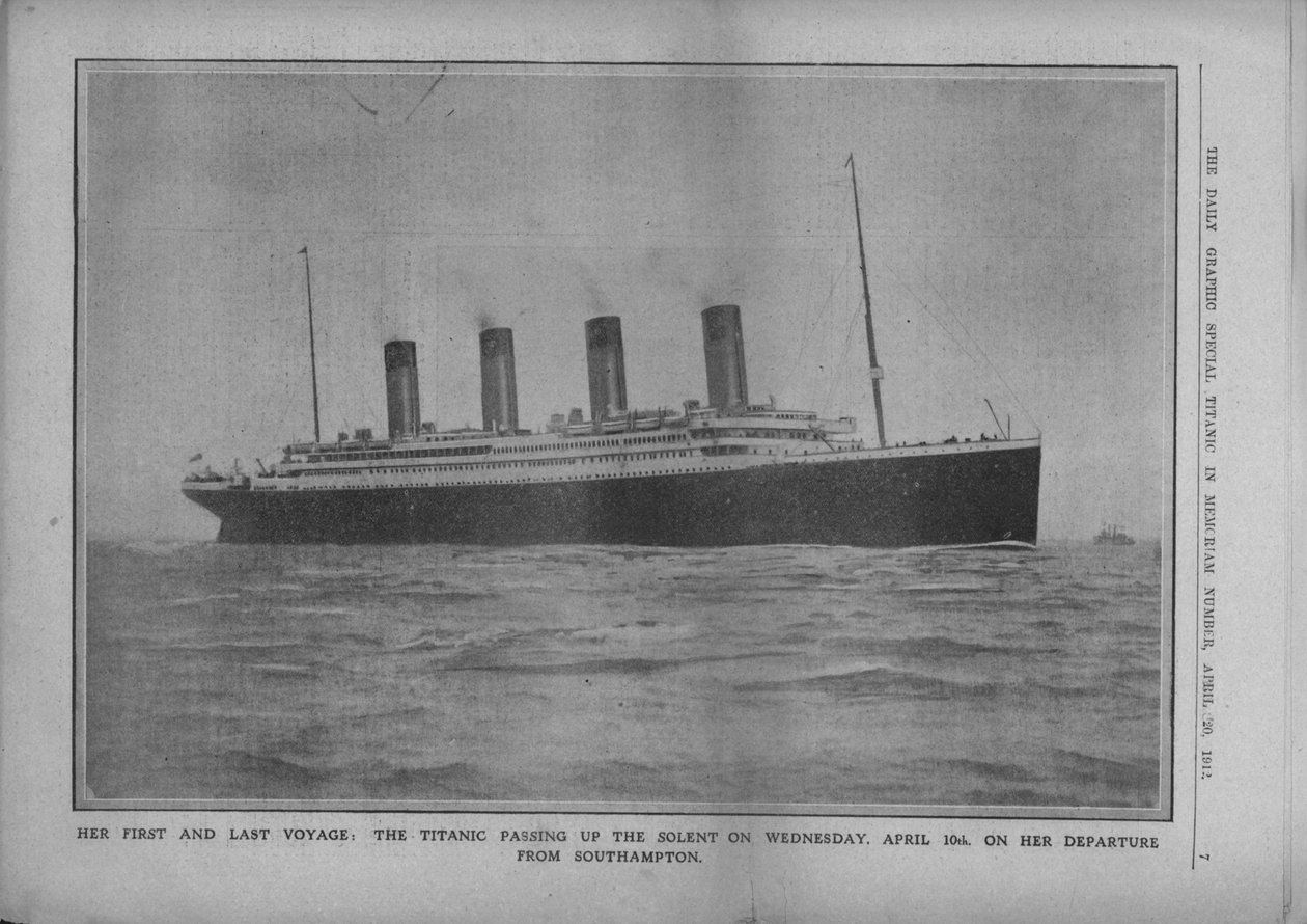 İlk ve Son Yolculuğu: 10 Nisan 1912 Çarşamba günü Titanik Solent'i Geçerken. by Unbekannt