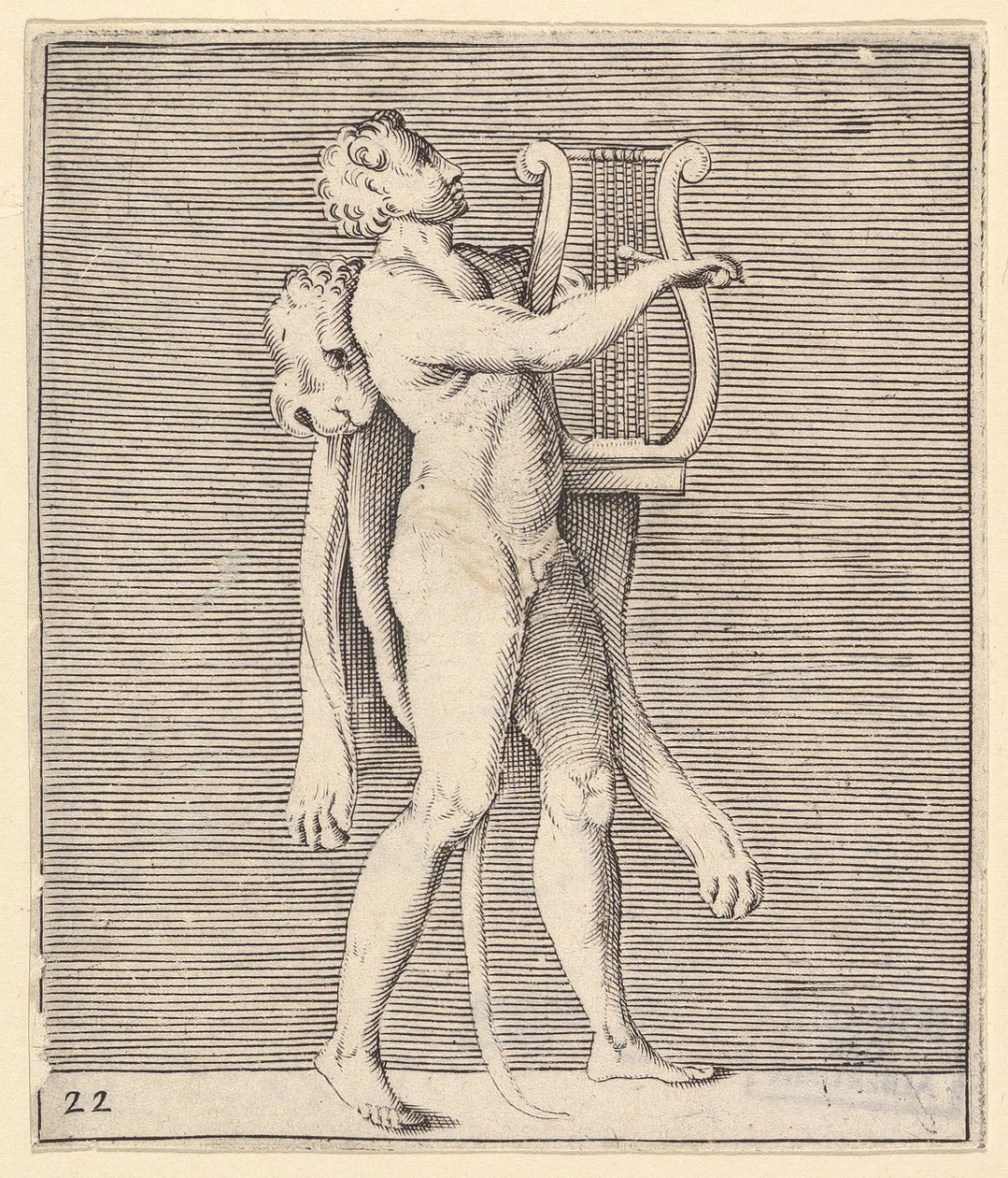 Herkül bir lir çalıyor, omzunun üzerine bir aslan postu örtmüş, M.Ö. 1599-1622. by Unbekannt
