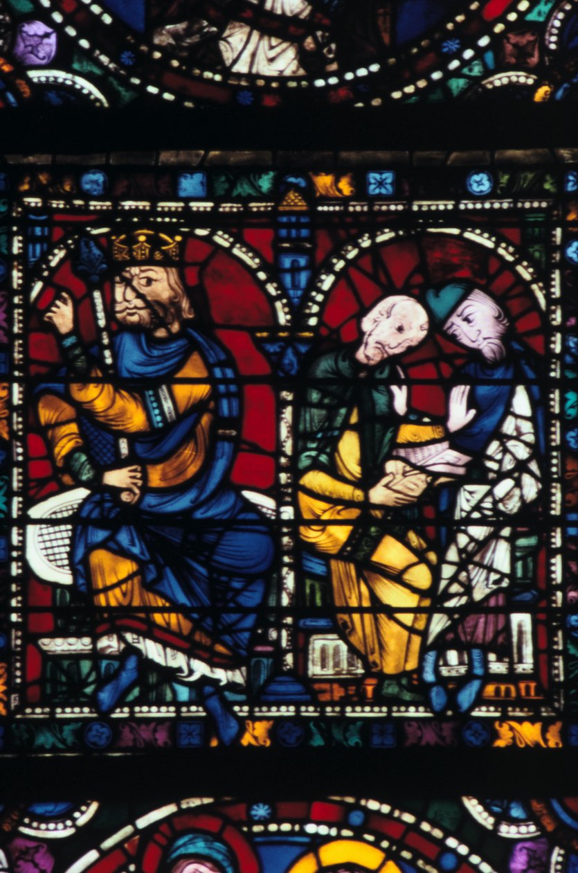 Herod ve danışmanları, vitray, Chartres Katedrali, Fransa, 1145-1155 by Unbekannt