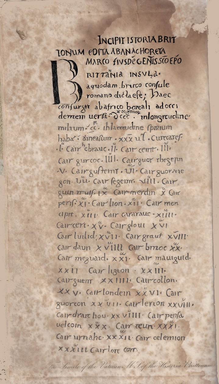 İngilizlerin Tarihi Nennius El yazmasının ilk sayfası, 11. yüzyıl by Unbekannt