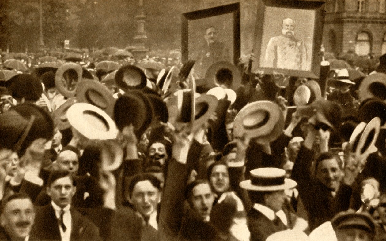 Hoch the Kaiser!: sokaklarda tezahürat yapan kalabalık, Berlin, Almanya, 4 Ağustos 1914, 1933. by Unbekannt