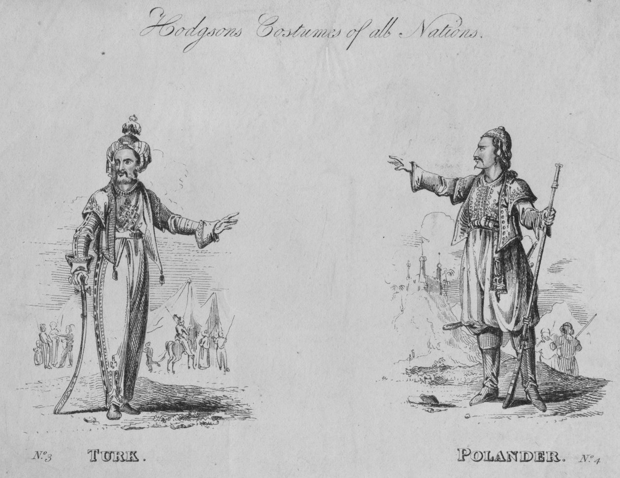 Hodgsons Tüm Milletlerin Kostümleri: No.3 - Turk, No.4 - Polonyalı, c1822. by Unbekannt