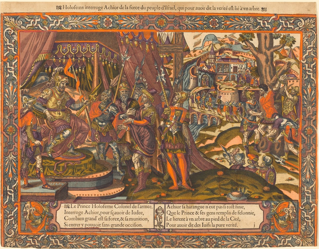 Holofernes Sorgulayan Achior, c. 1575. by Unbekannt