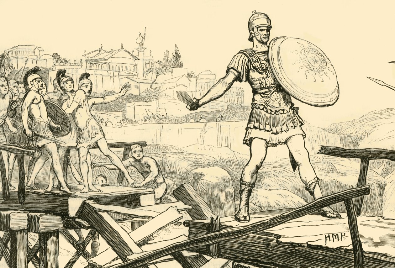 Horatius Cocles, Köprüyü Savunuyor, 1890. by Unbekannt